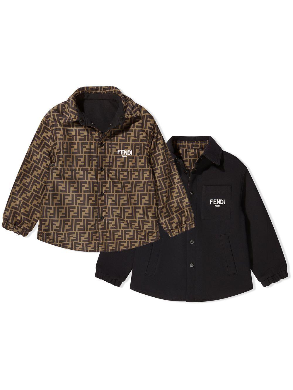 Giubbotto nero/marrone per bambino JUA129AJ2U F11FU Fendi Kids 