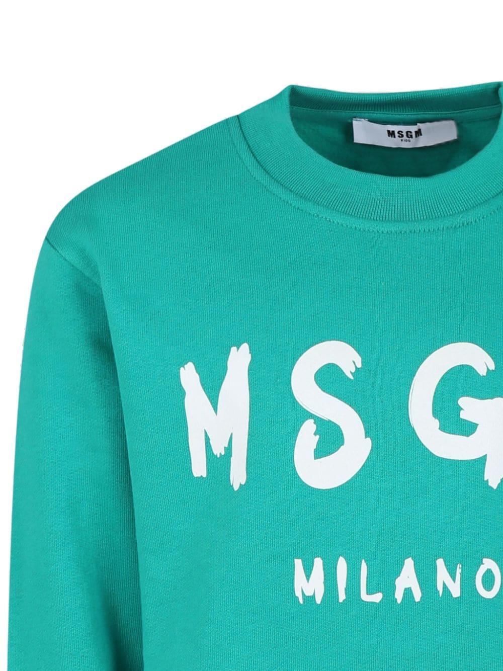 Unisex green cotton sweatshirt with logo