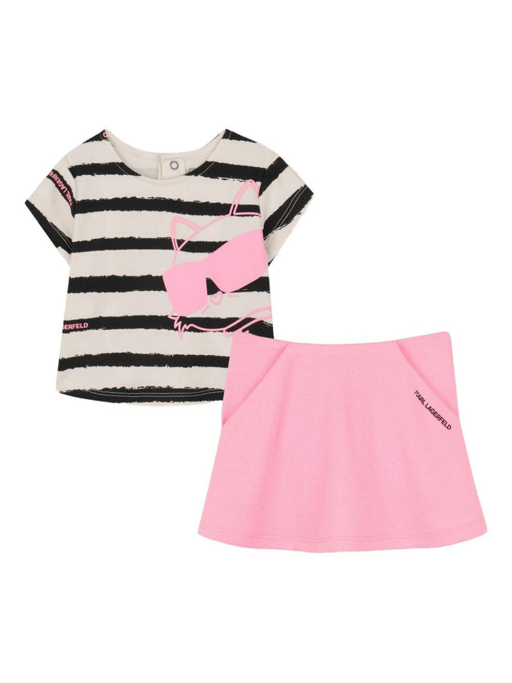 Completo rosa/bianco/nero per neonata Z31065 462 Karl Lagerfeld Kids 