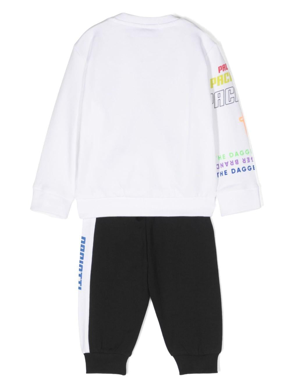Completo sportivo bianco e nero per neonato