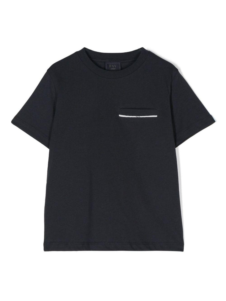 T-shirt blu per bambino con logo