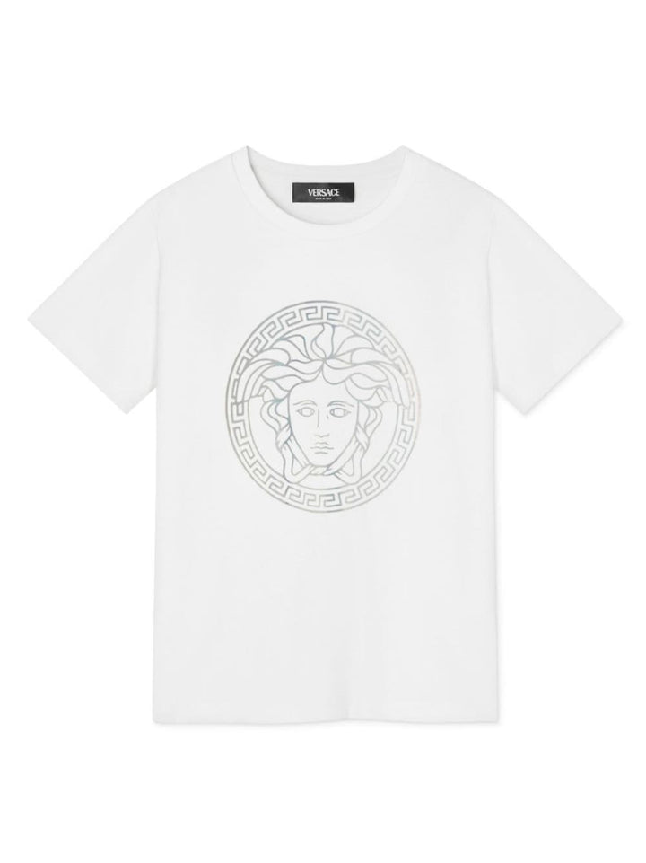 T-shirt per bambina in cotone bianca 10002391A11718 2W270 Versace Kids 