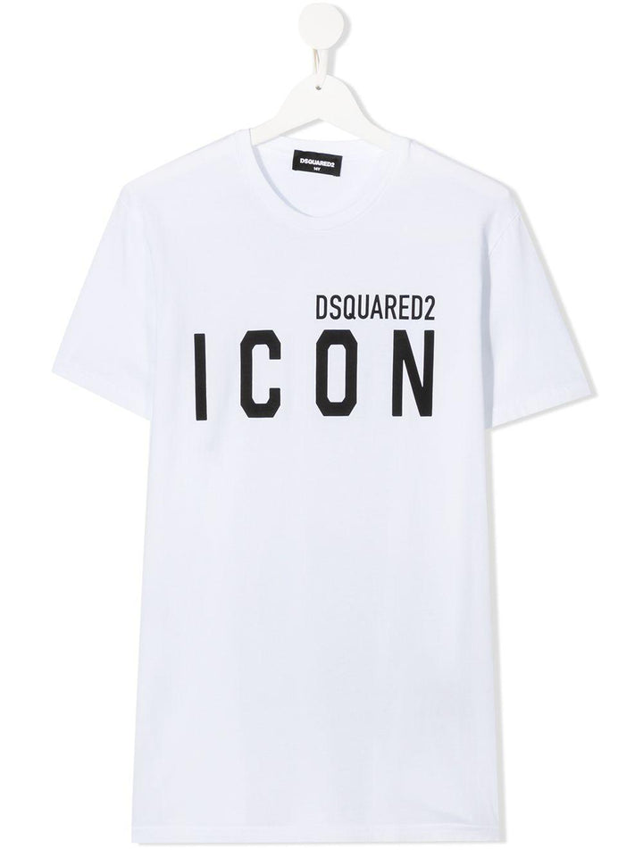 White t-shirt for boys with ICON logo