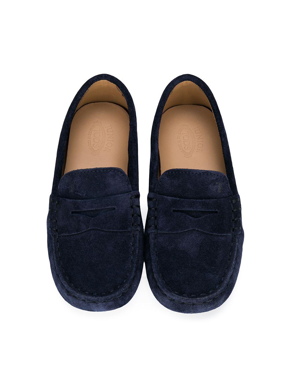 Mocassini blu per bambino in pelle