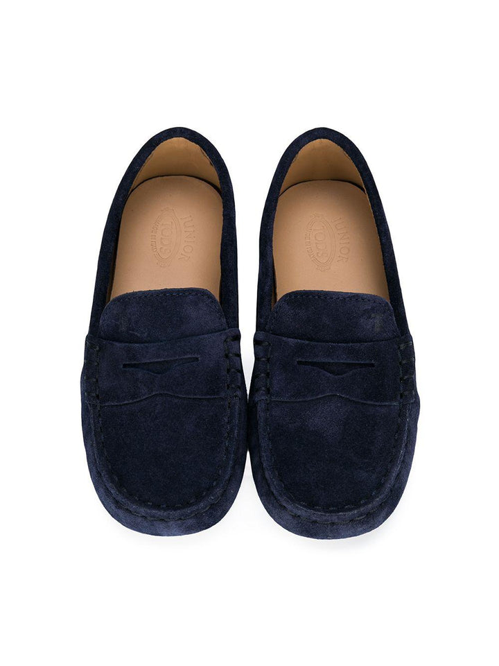 Mocassini blu per bambino in pelle