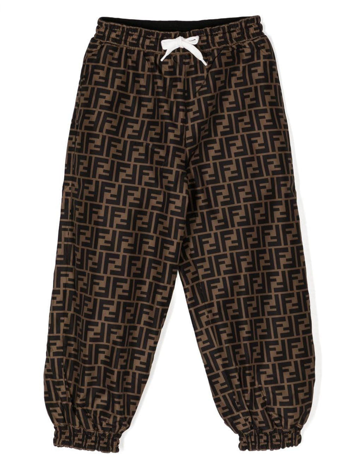 Pantalone jogger marrone per bambino con logo JUF065AJ2U F11FU Fendi Kids 