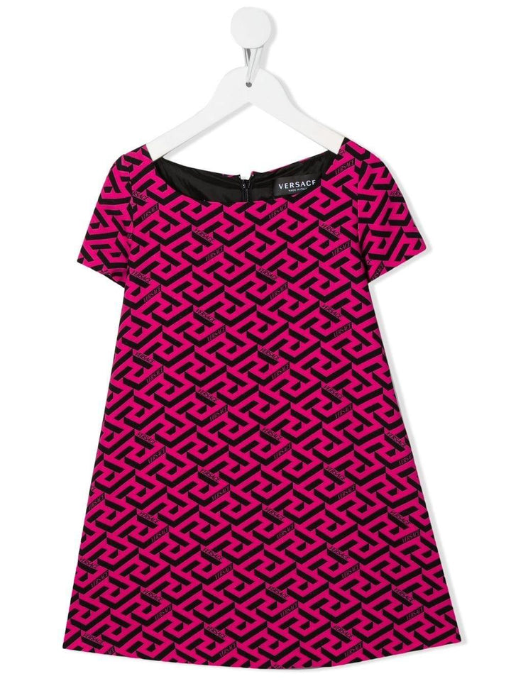 Fuchsia dress for girls with logo