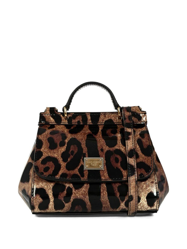 Borsa leopardata marrone/nera per bambina EB0003AM568 HA93M Dolce & Gabbana Kids 