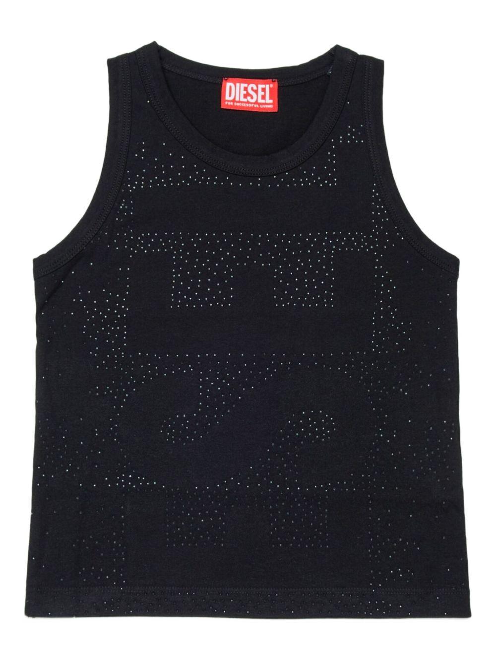 T-shirt nera per bambina J02600KYA0B K900 Diesel Kids 