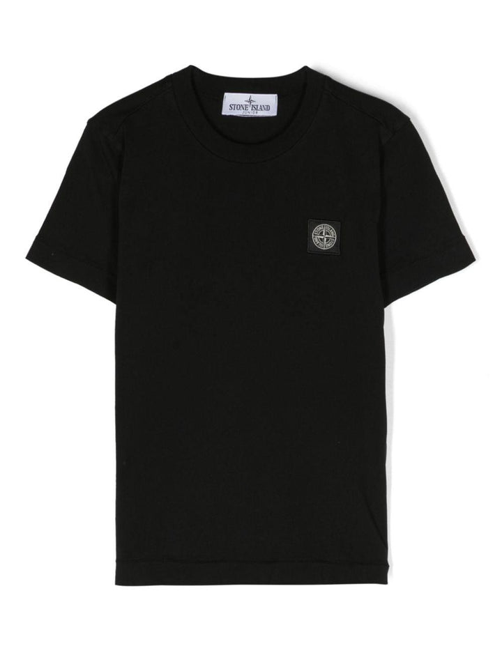 T-shirt nera per bambino con logo