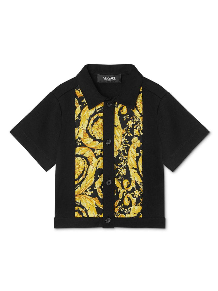 Camicia per neonato in misto seta nera