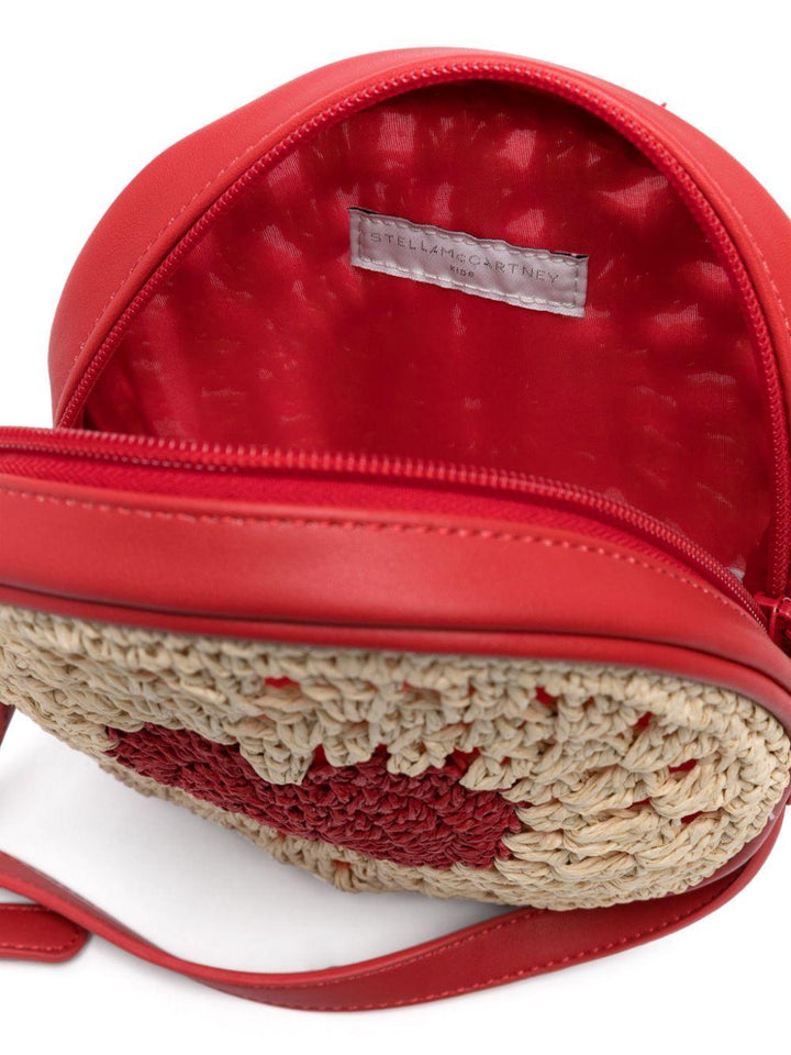 Red and beige bag for girls with heart