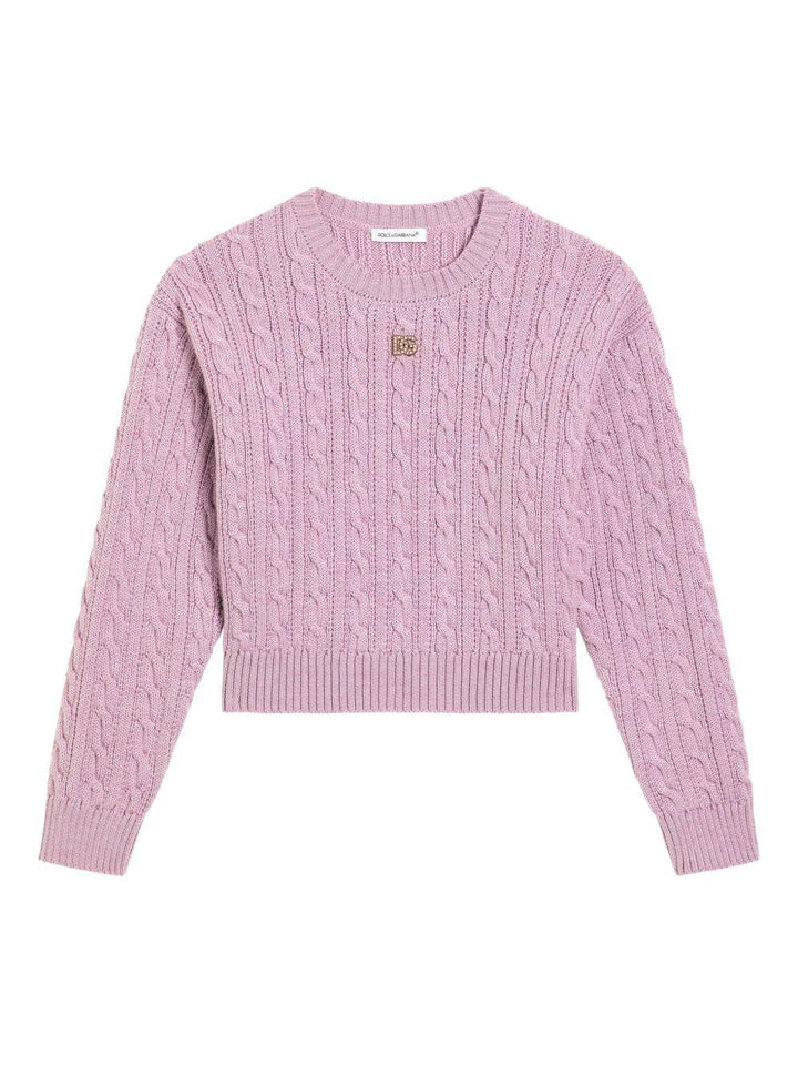 Maglione viola per bambina L5KWK5JDVDJ F3904 Dolce & Gabbana Kids 
