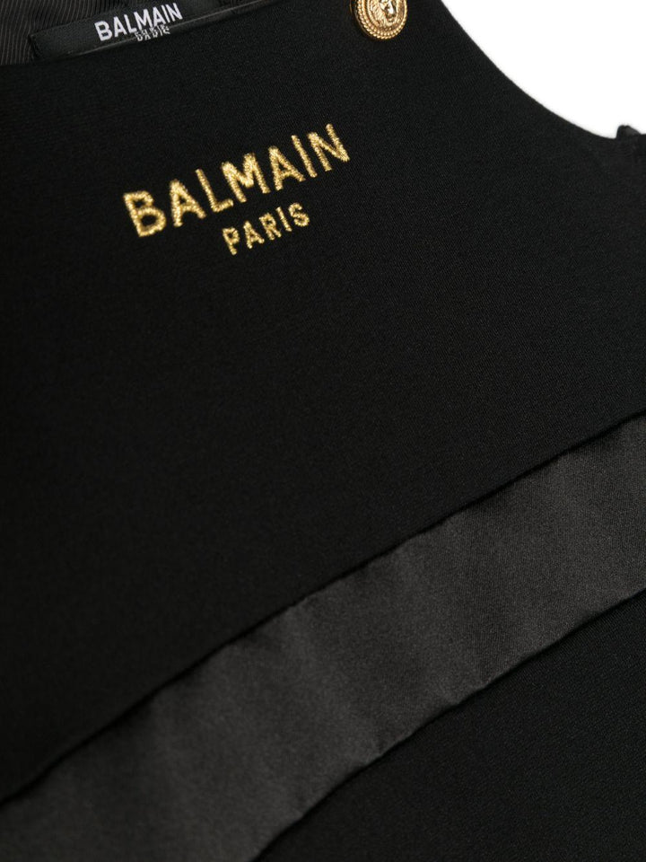 Black baby dungarees with logo