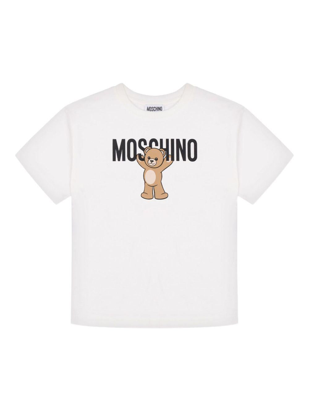 T-shirt bianco per bambino HMM05GLAA10 10063 Moschino Kids 