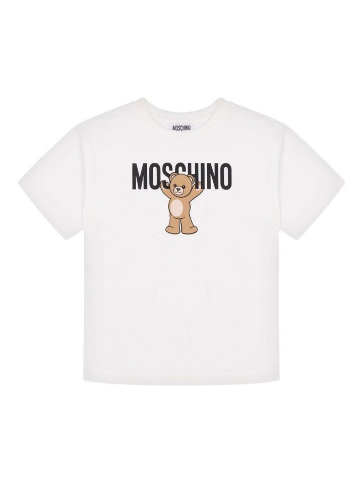 T-shirt bianco per bambino HMM05GLAA10 10063 Moschino Kids 