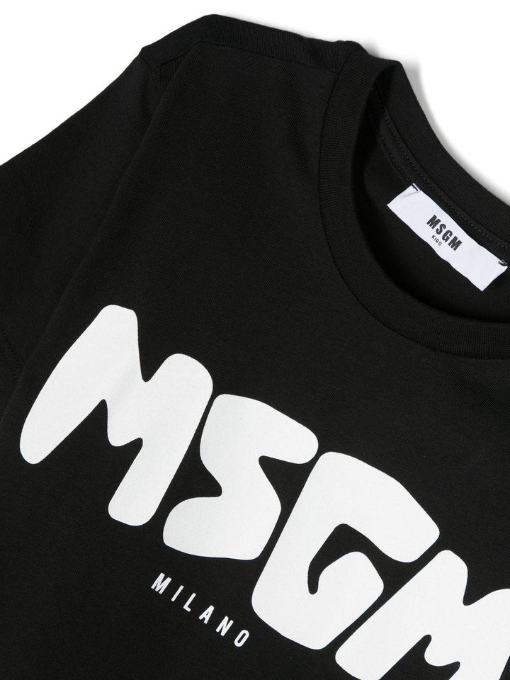 T-shirt nera per bambina con logo MS029501 110 Msgm Kids 