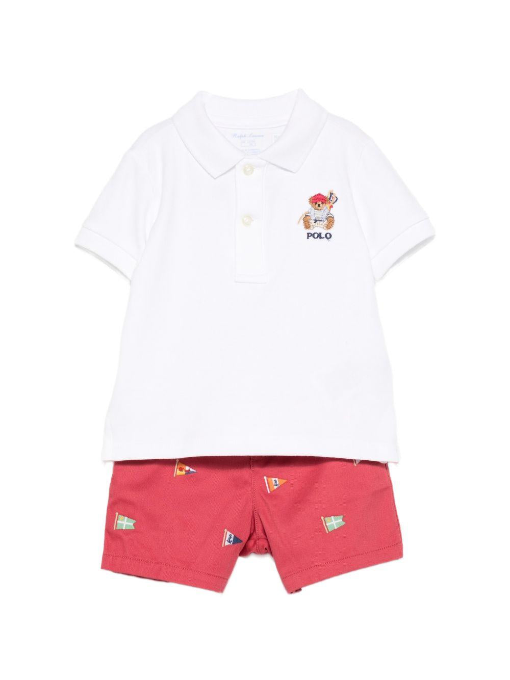 Completo bianco/rosso per neonato 320B14065 001 Ralph Lauren Kids 
