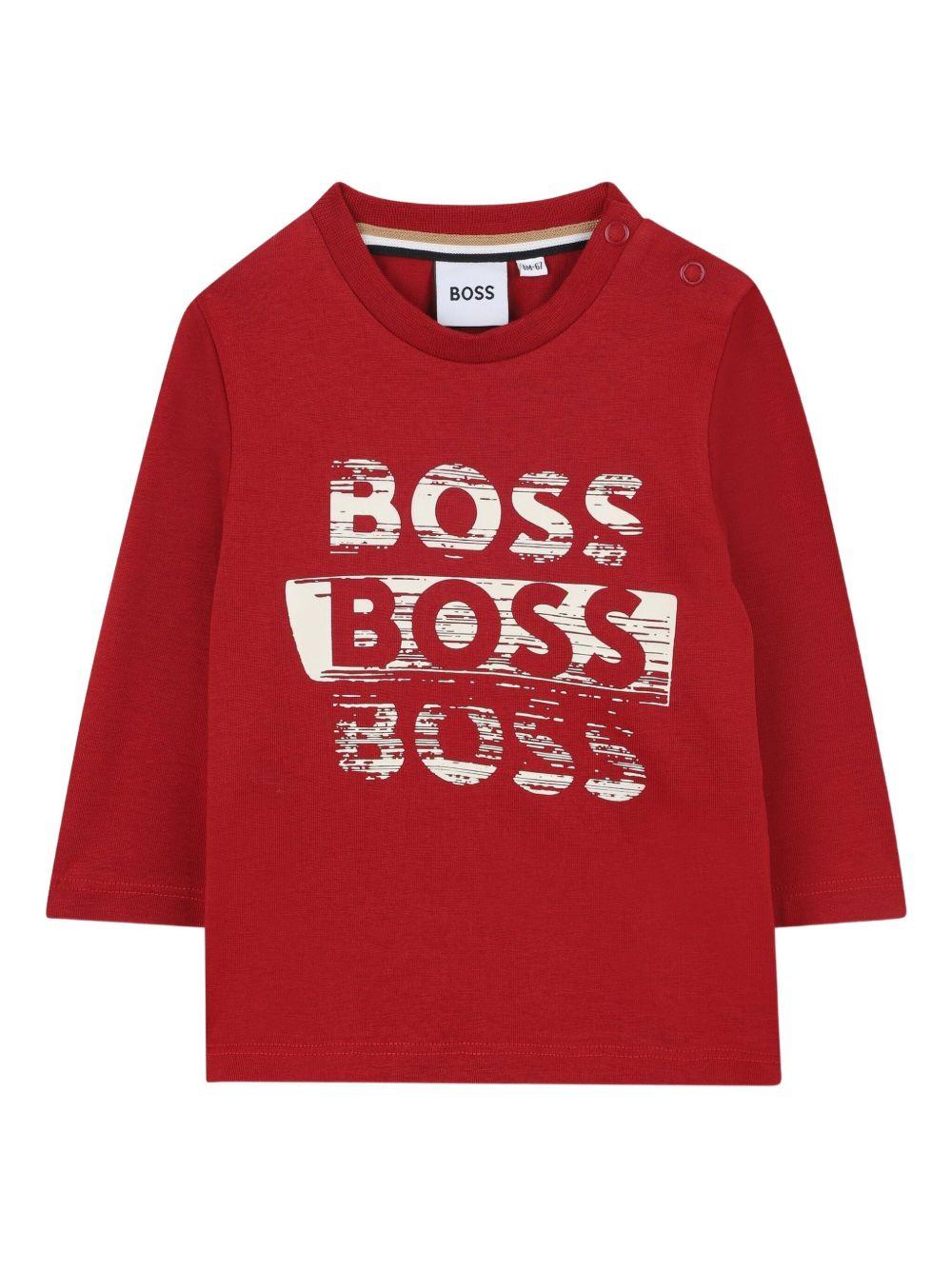 T-shirt rosso per neonato J52463 96D Boss Kids 