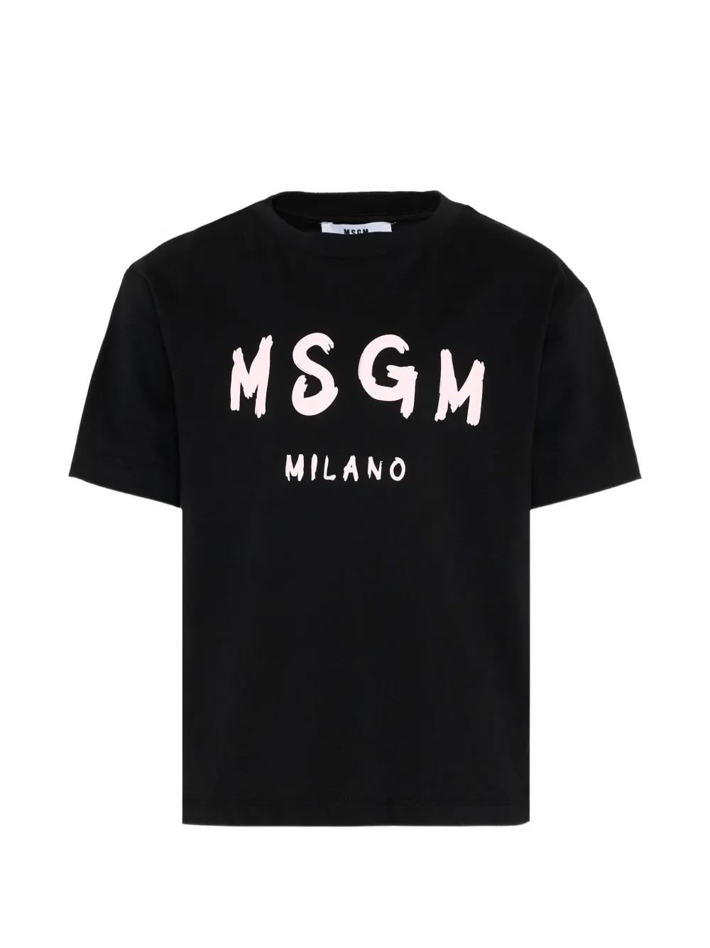 T-shirt nera per bambino S6MSJUTH001 11088 Msgm Kids 