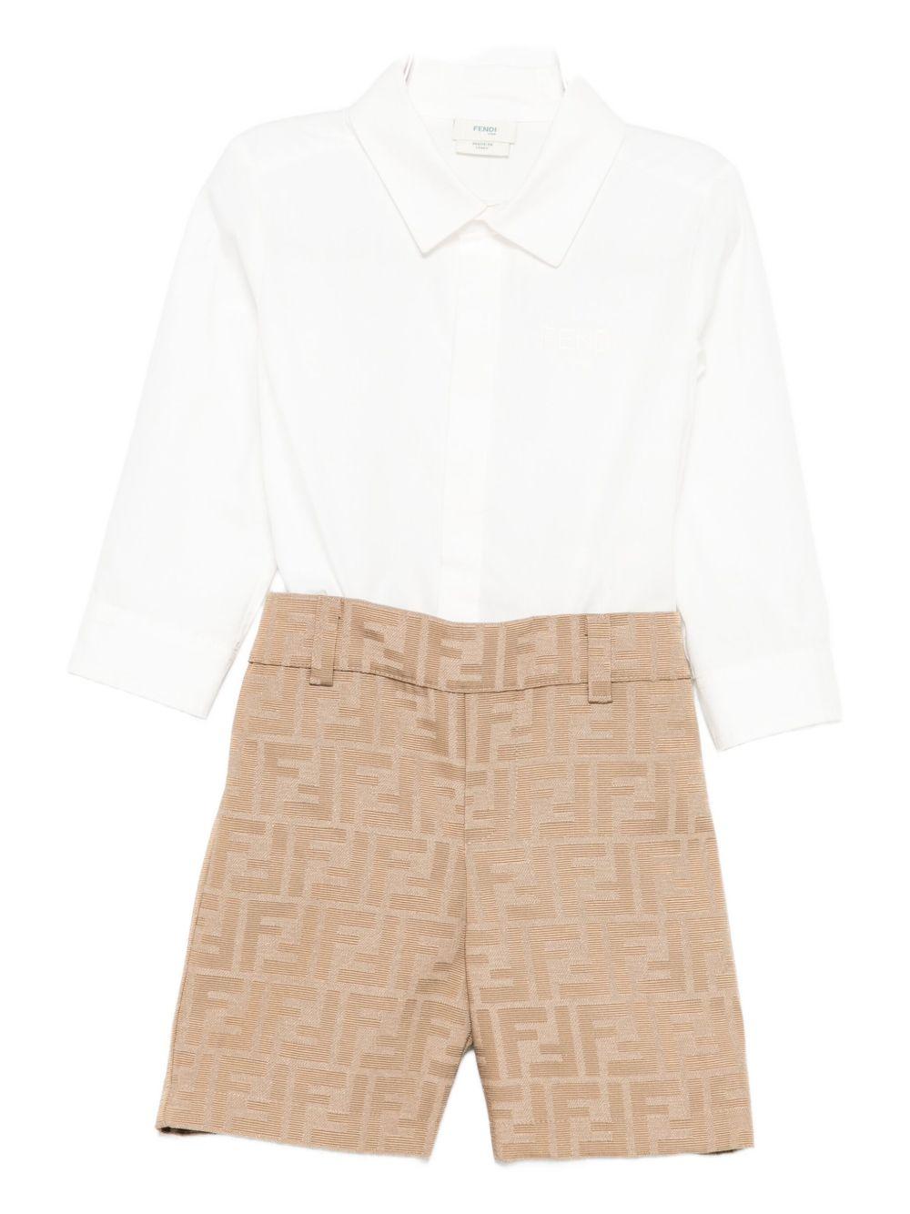 Tutina bianca/beige per neonato BML160AQTK F0QU5 Fendi Kids 