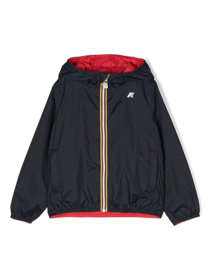 Blue and red jacket for boys with logo