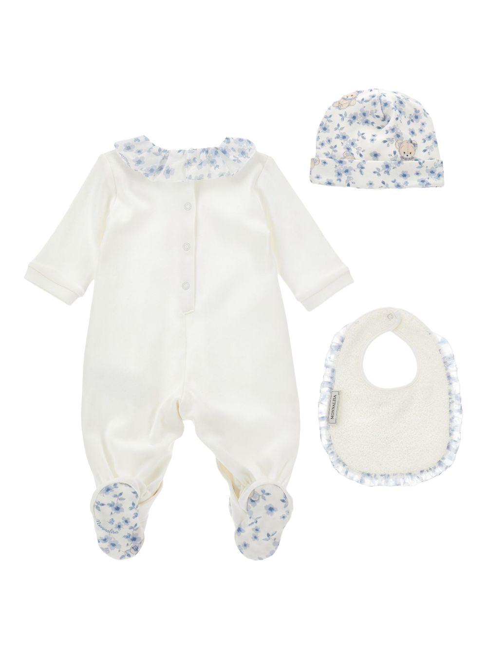 Tutina bianca/blu per neonata 35F5086000 0151 Monnalisa Kids 