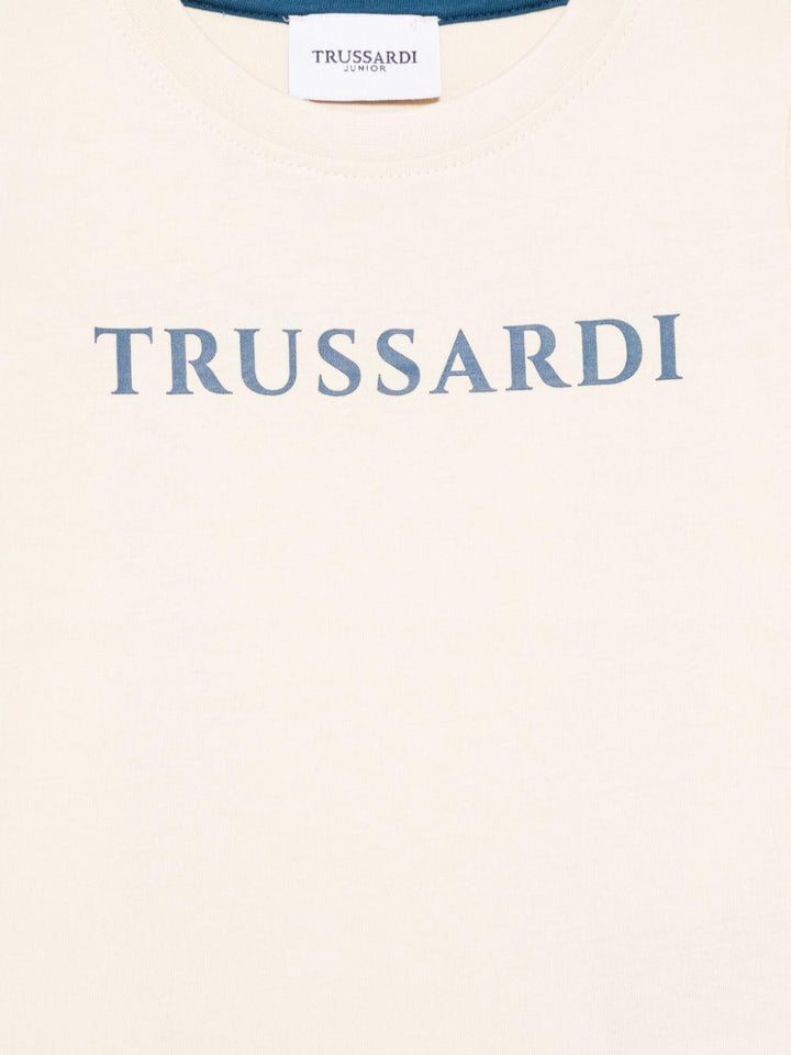 T-shirt beige per neonato con logo