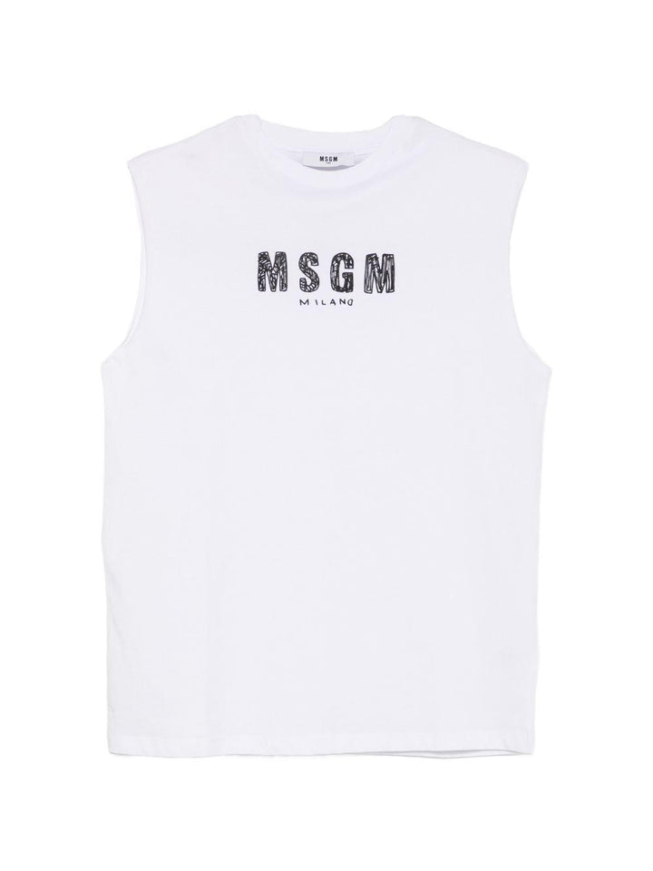 T-shirt bianca per bambino S6MSJUTH069 001 Msgm Kids 