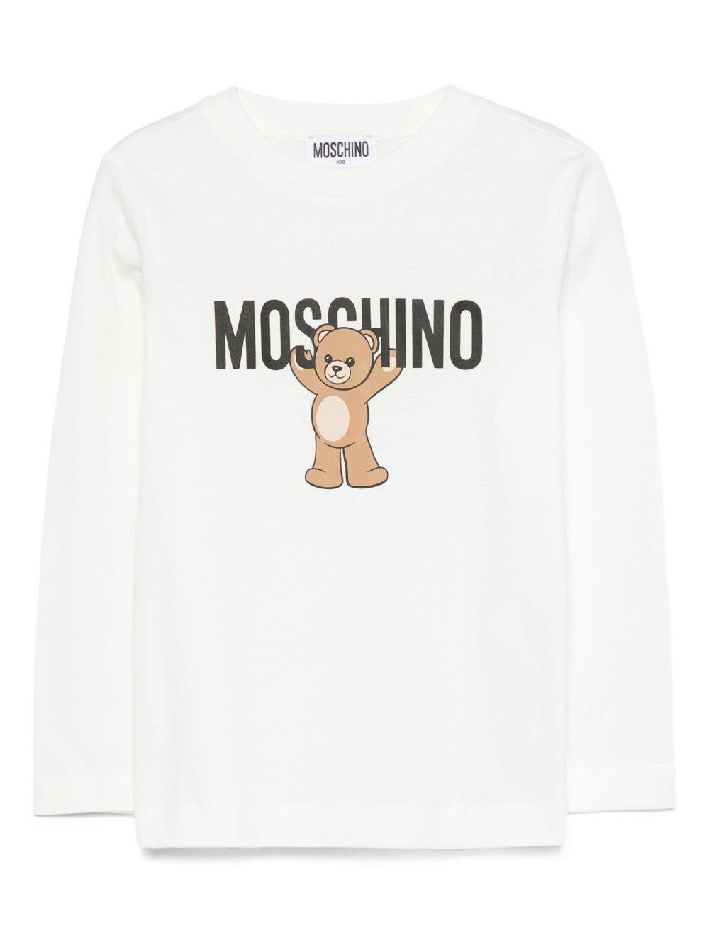 T-shirt bianco per bambino HTO00JLAA10 10063 Moschino Kids 