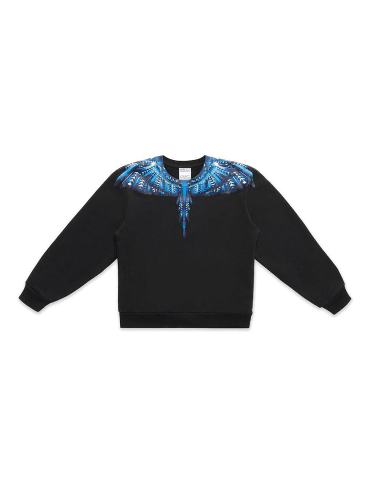 Black cotton sweatshirt for boys with print