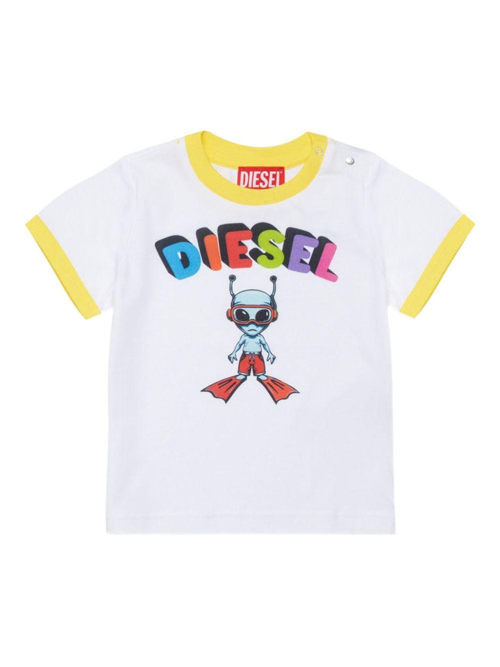 T-shirt bianca per neonato K0078800YI9 K100 Diesel Kids 