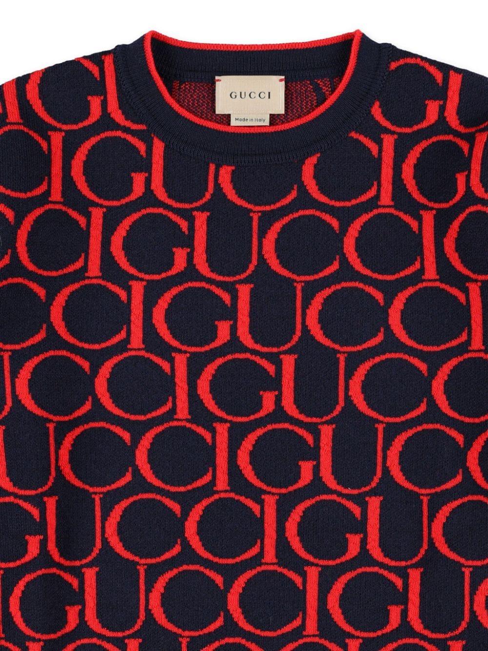 Maglione blu navy/rosso per bambino 793234XKD6I 4025 Gucci Kids 