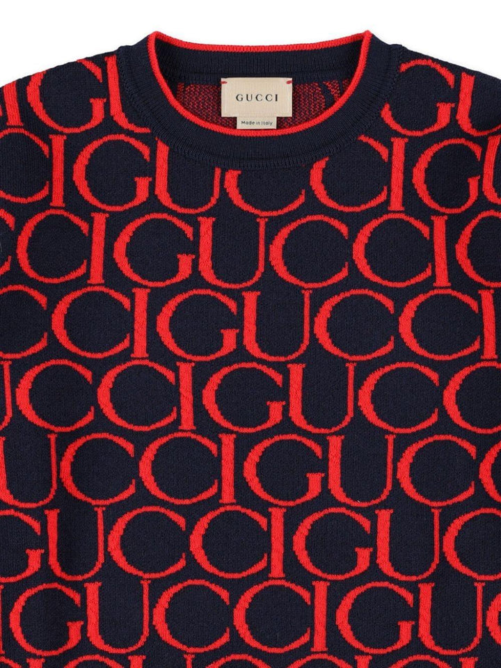 Maglione blu navy/rosso per bambino 793234XKD6I 4025 Gucci Kids 