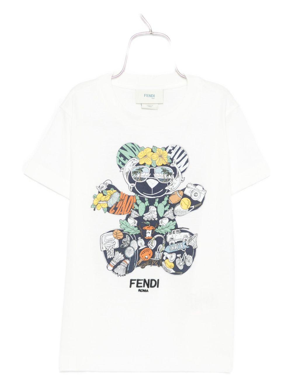 T-shirt bianco per bambino JMI4887AJ F0TU9 Fendi Kids 