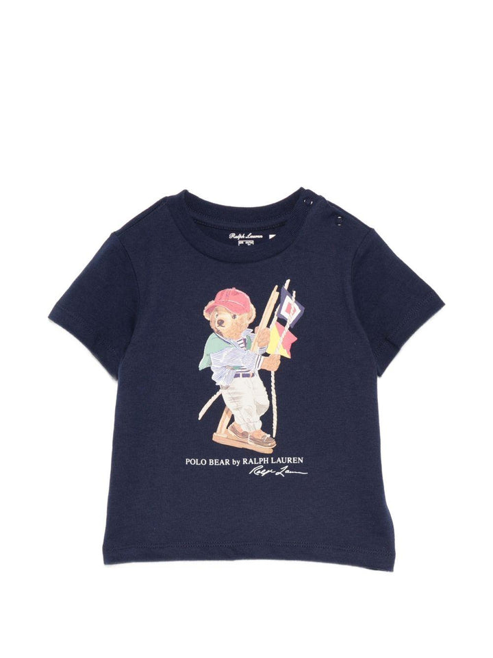 T-shirt blu per neonato 320A12428 001 Ralph Lauren Kids 