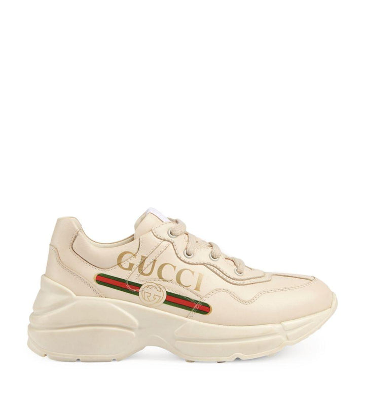Sneakers crema per bambina con logo