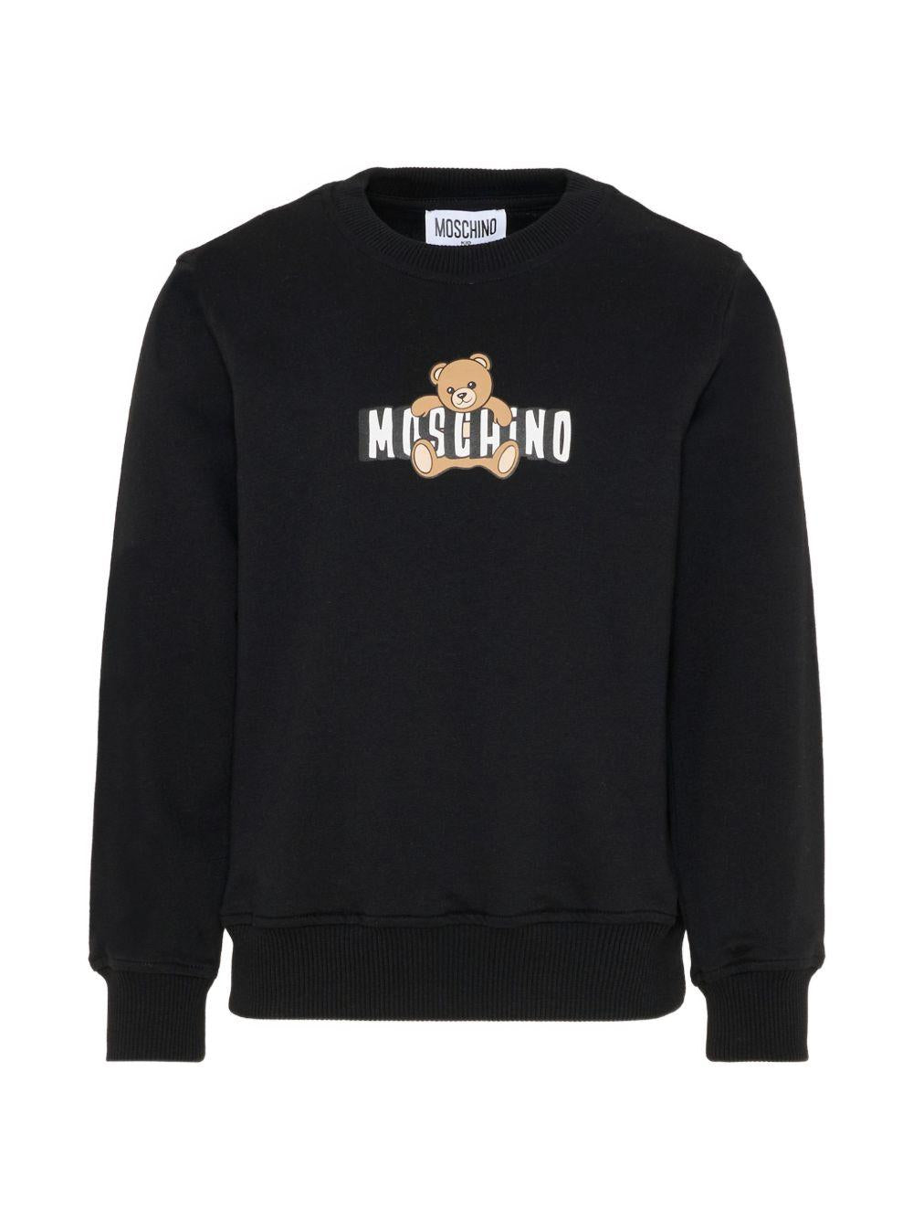 Felpa nera per bambino HUF09ULCA19 60100 Moschino Kids 