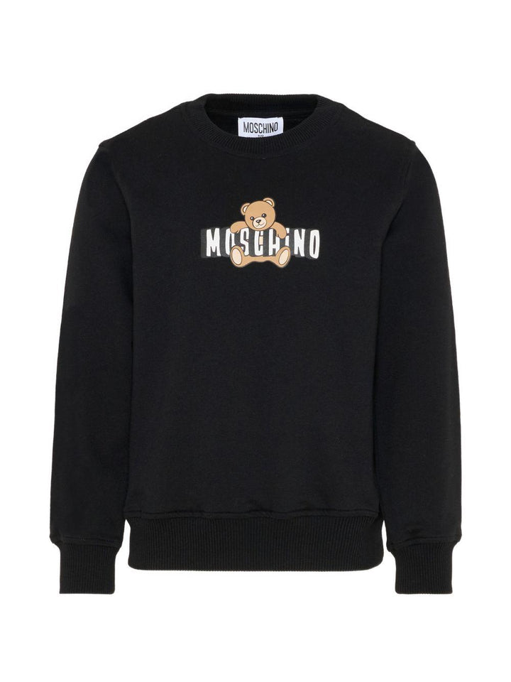 Felpa nera per bambino HUF09ULCA19 60100 Moschino Kids 