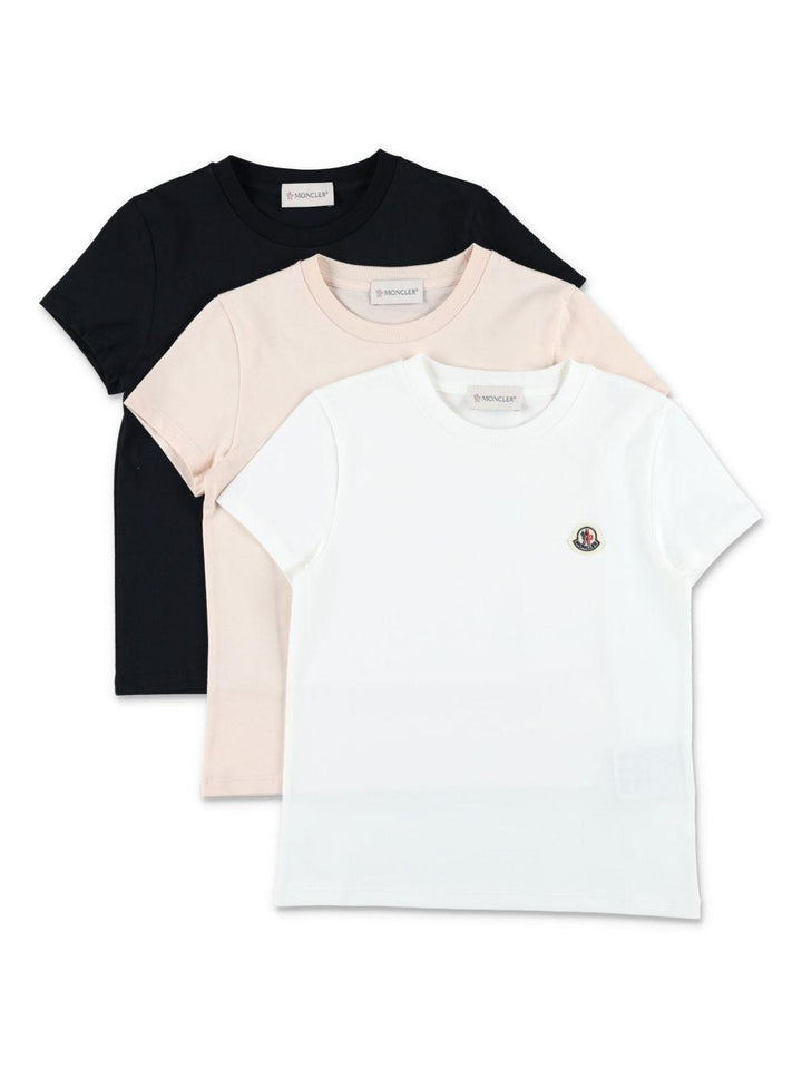Kit t-shirt bianco/beige/nero per bambina 9548C0003489AT9 3P2 Moncler Kids 