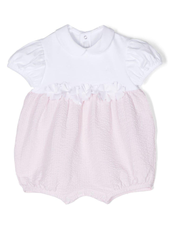 Pagliaccetto bianco e rosa per neonata