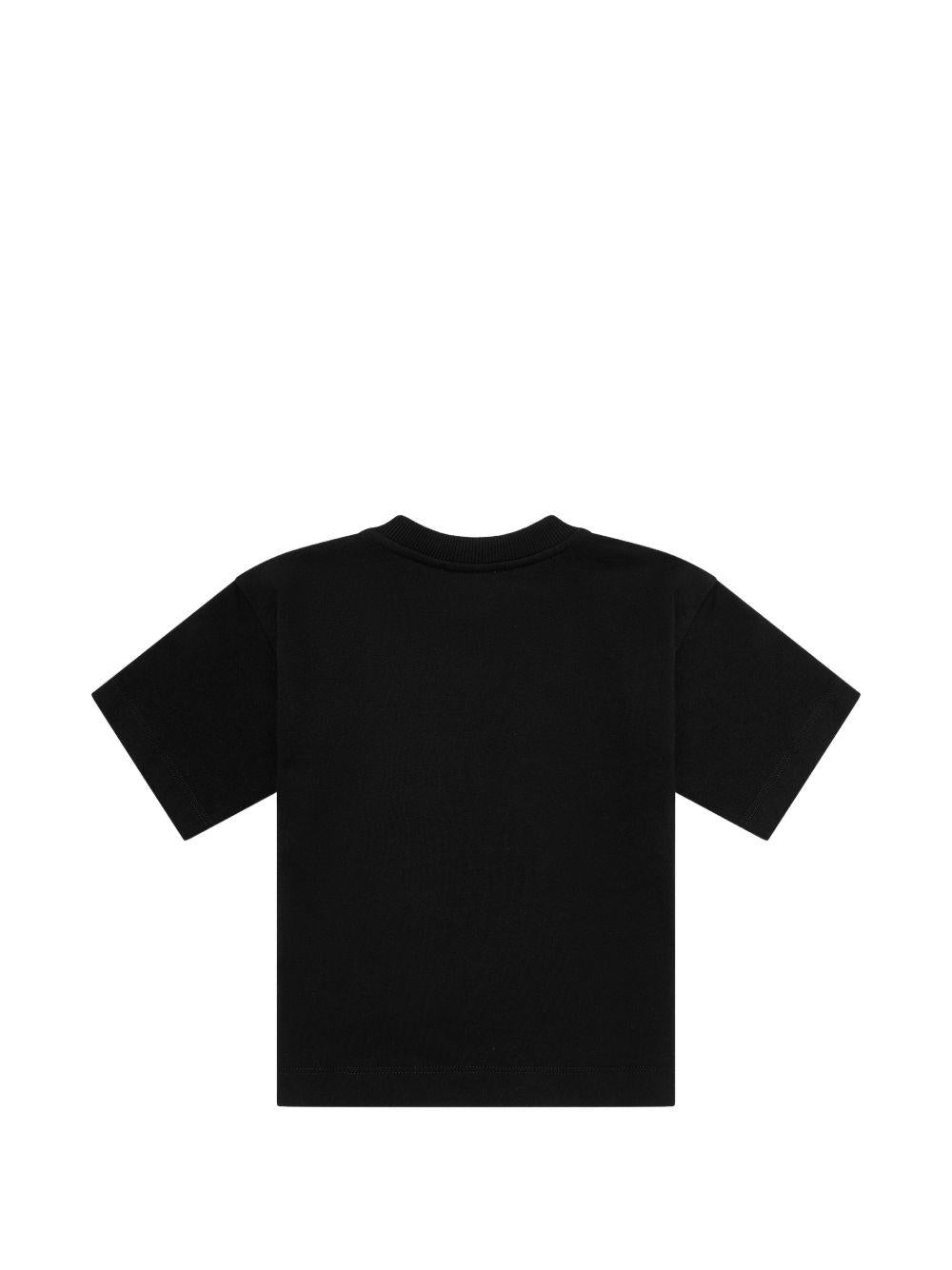 T-shirt nera per bambino HUM05MLAA01 60100 Moschino Kids 