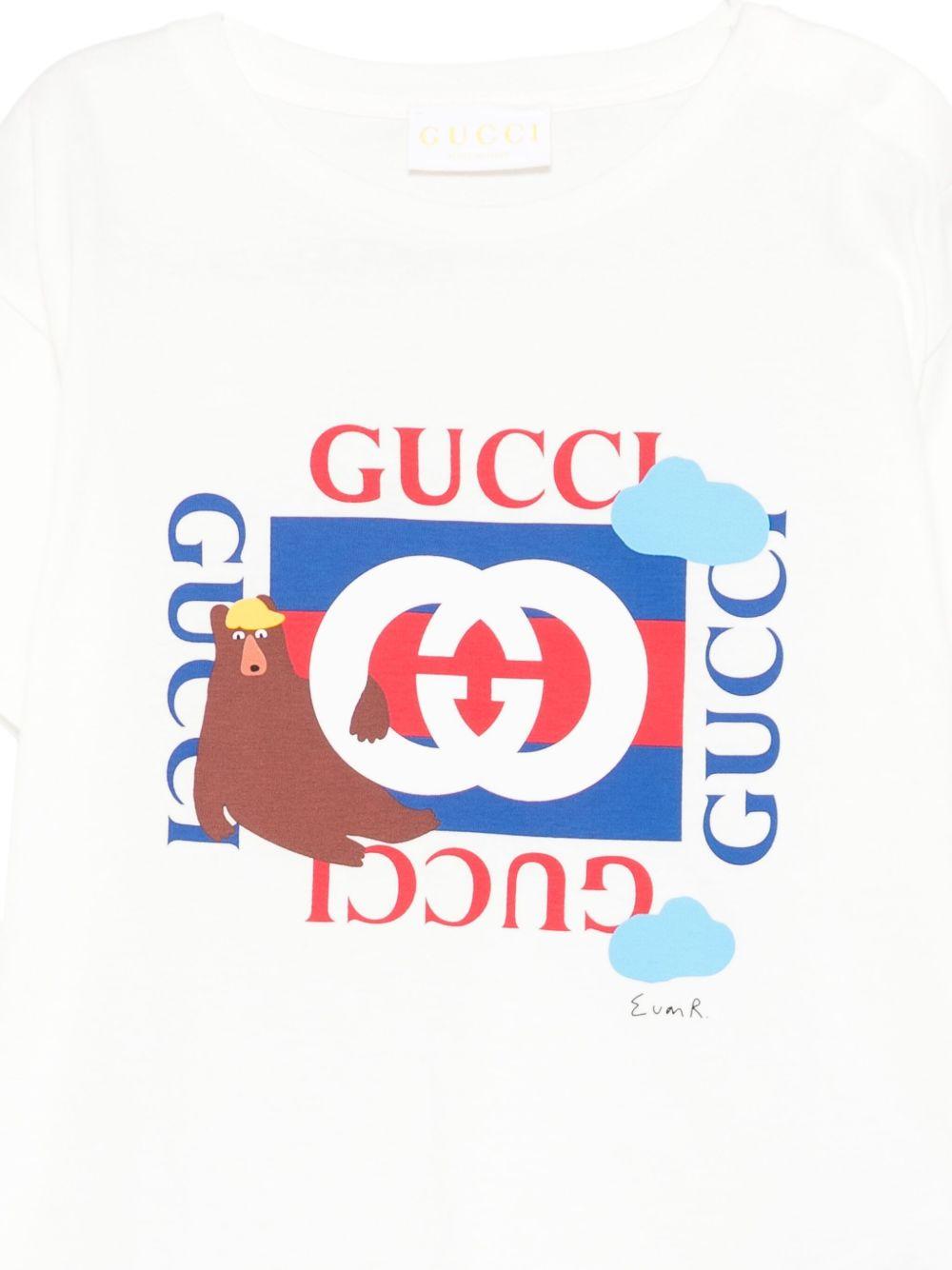 T-shirt bianco per neonato 837171XJHE6 9214 Gucci Kids 