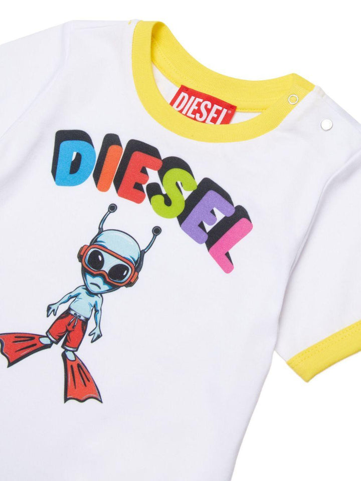 T-shirt bianca per neonato K0078800YI9 K100 Diesel Kids 