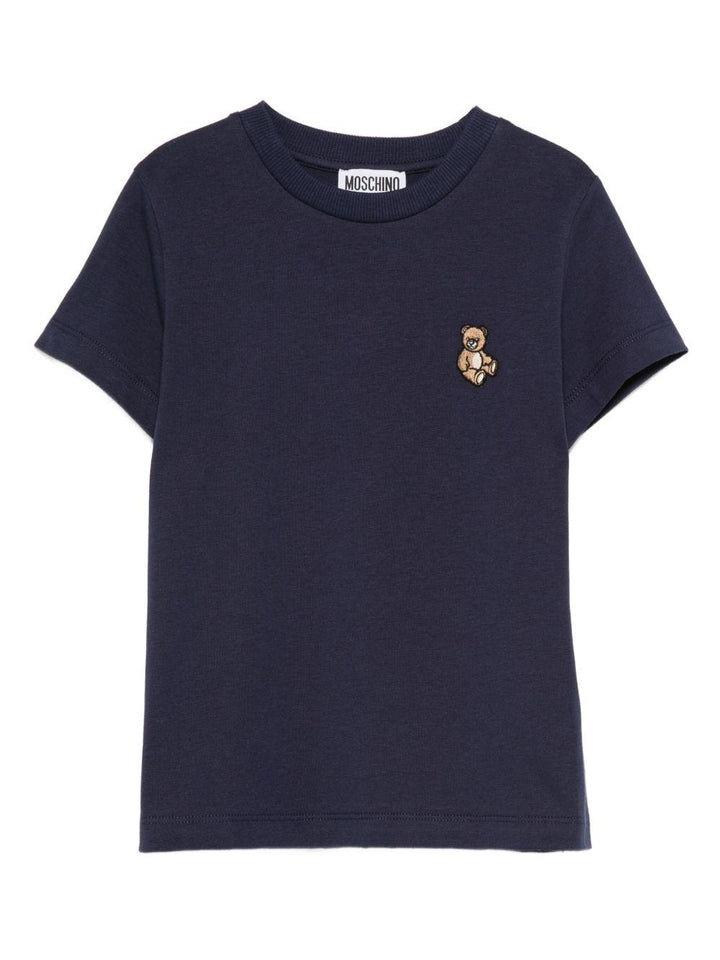 T-shirt blu navy per bambino HRM058LAA10 40016 Moschino Kids 