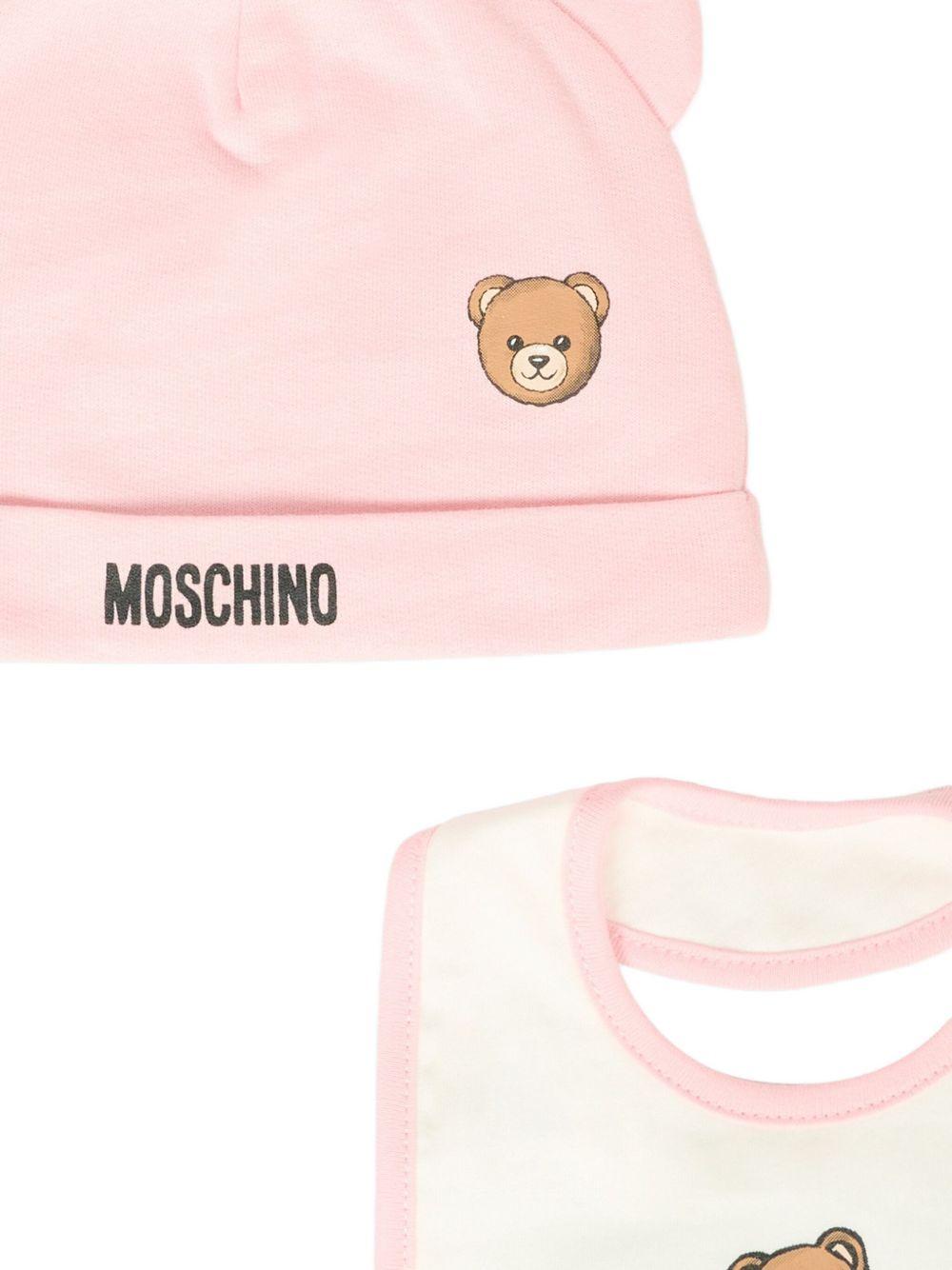 Cappello e bavetta rosa per neonata MUY08LLCA40 50209 Moschino Kids 