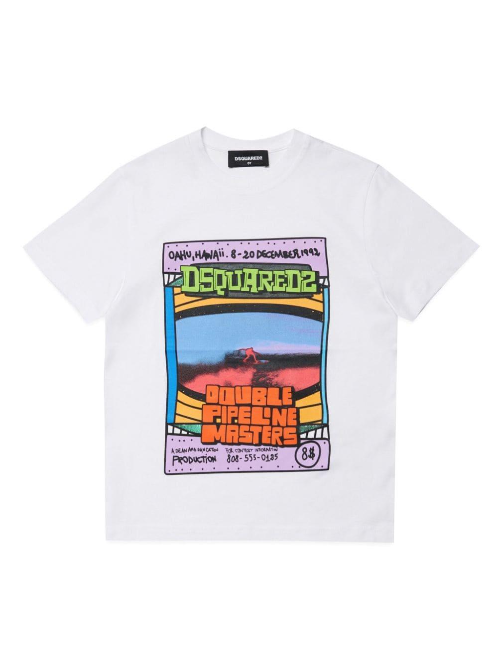 White t-shirt for boys with print