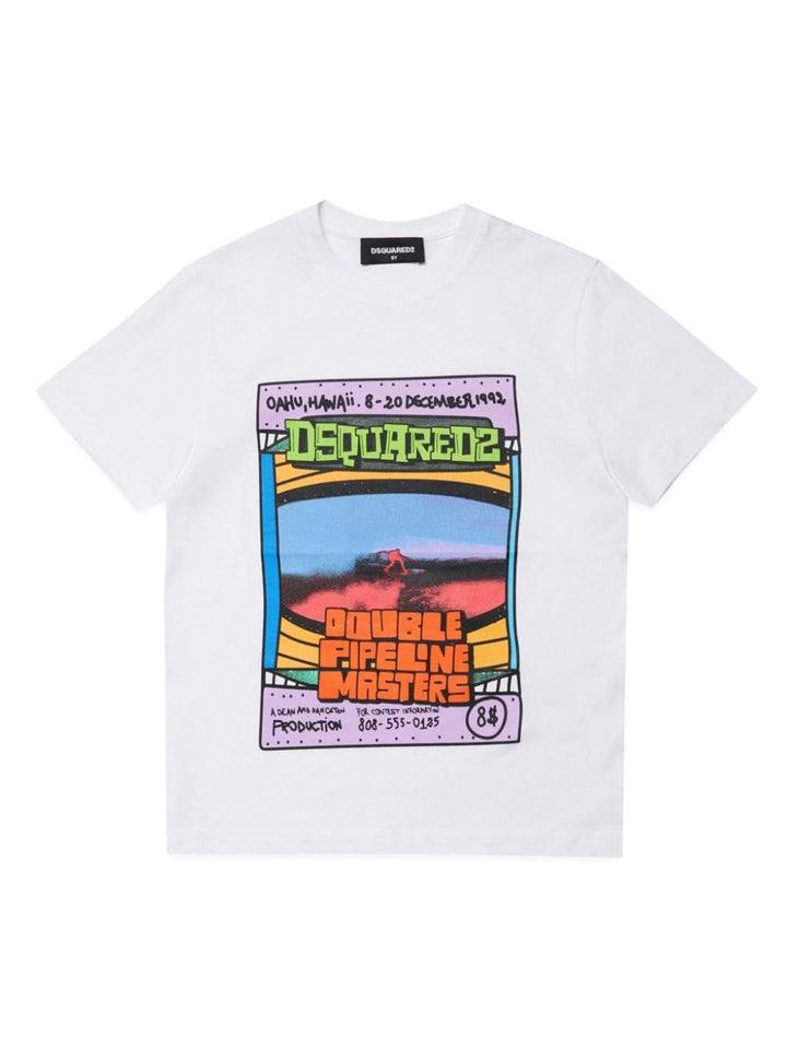 White t-shirt for boys with print