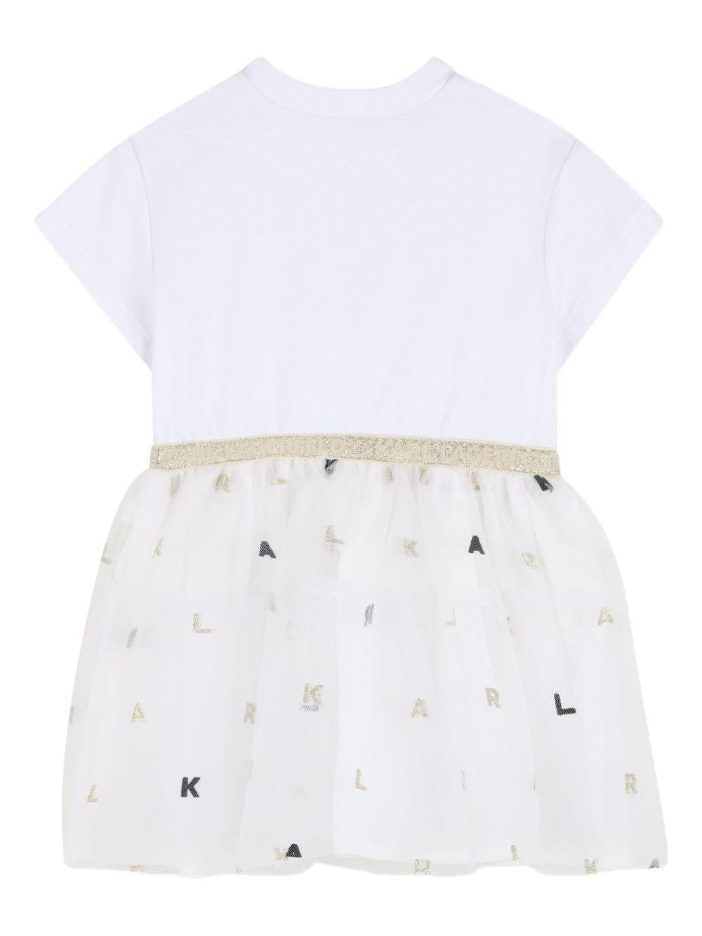 Abito bianco/nero/oro per neonata Z31043 N01 Karl Lagerfeld Kids 