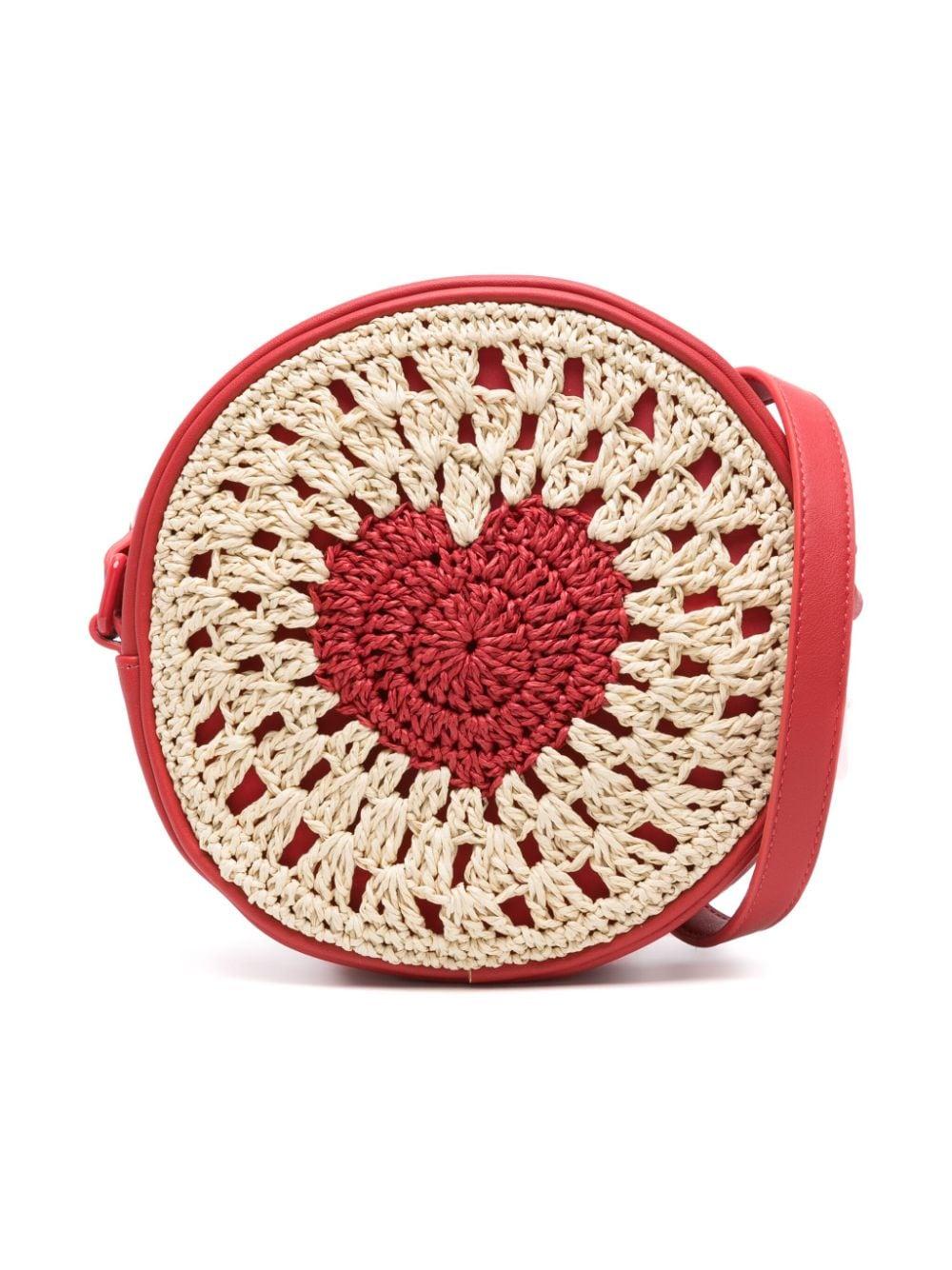 Borsa rossa e beige per bambina con cuore